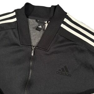 Adidas Men's Black Track Jacket Zip Up Full Zip White Stripes Size‎ XL
